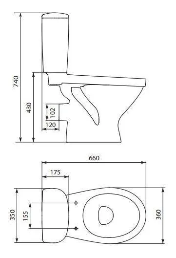 Унитаз-компакт, Trento, c сиденьем термопласт микролифт, S-KO-TR011-3-6-PL-w, Cersanit